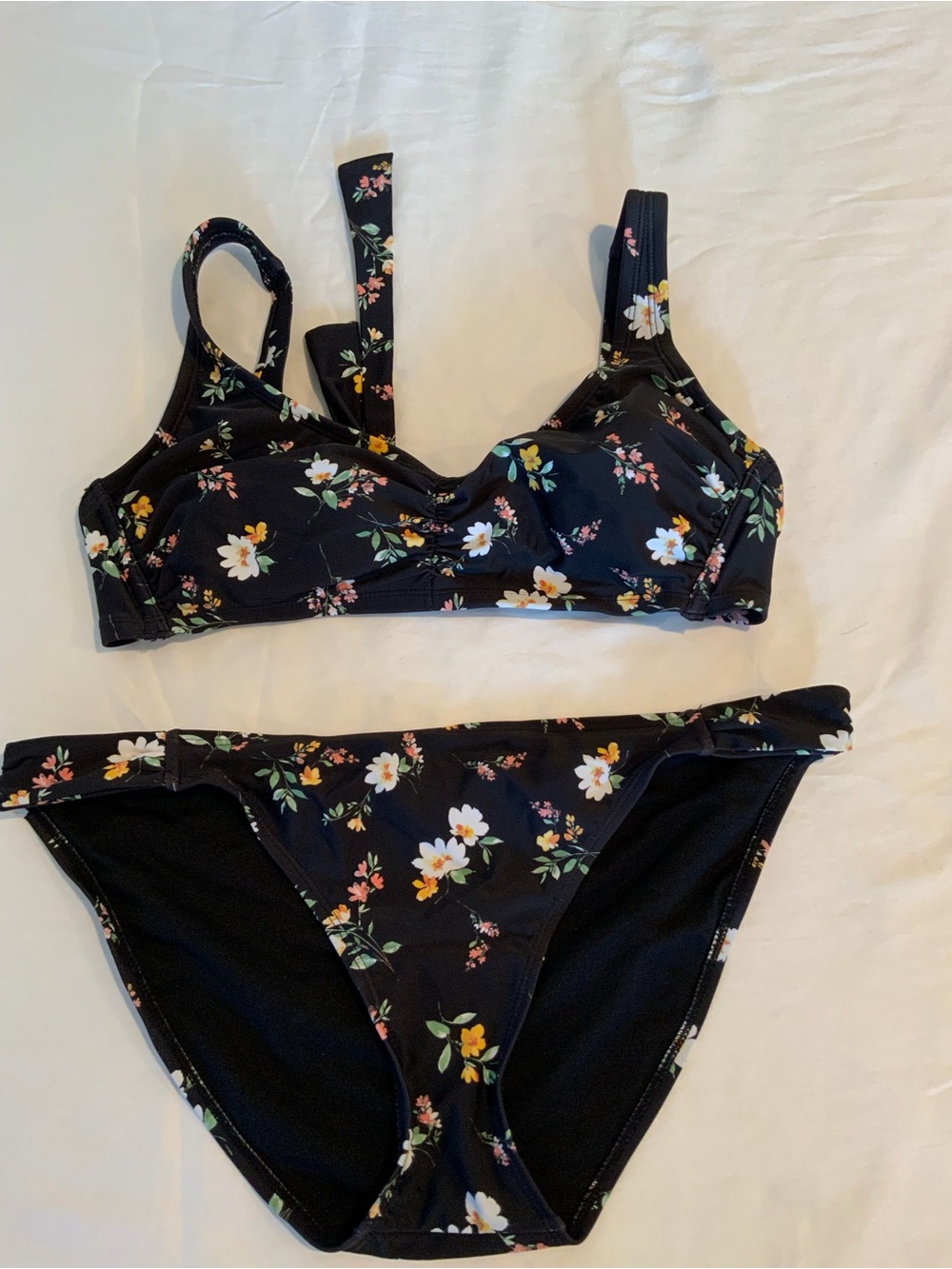 Xhilaration XL Black Floral Bikini Set